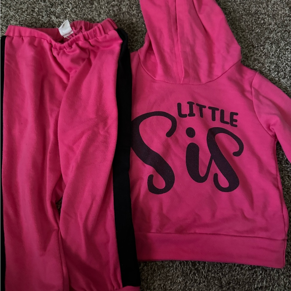 SHEIN Pink 'Little Sis' Kids Matching Set